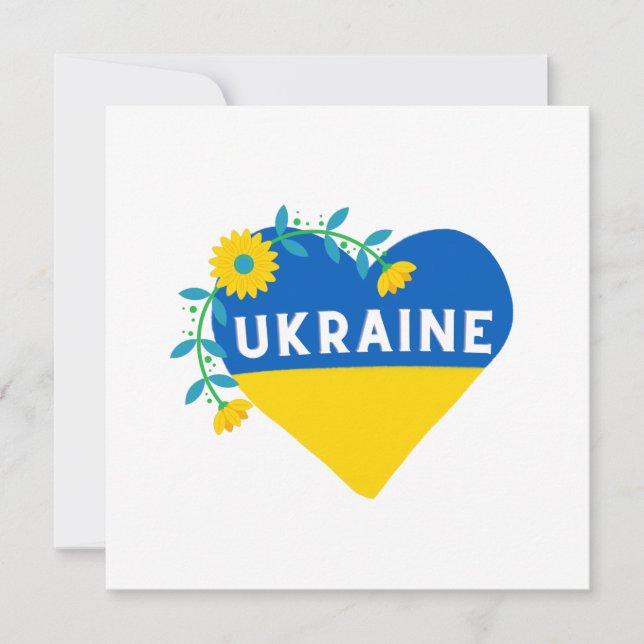 Ukraine Flower Heart Square Flat Card (Front)