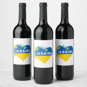 Ukraine Flower Heart Square Wine Label