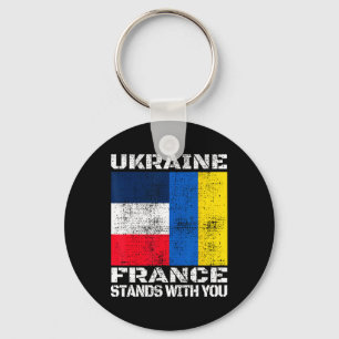 Ukraine France Stands With You French Support Flag Keychain