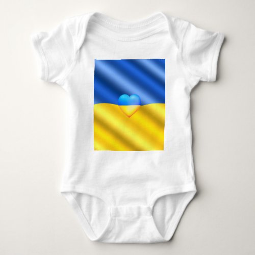 Ukraine Freedom Heart Ukrainian Flag Baby Bodysuit