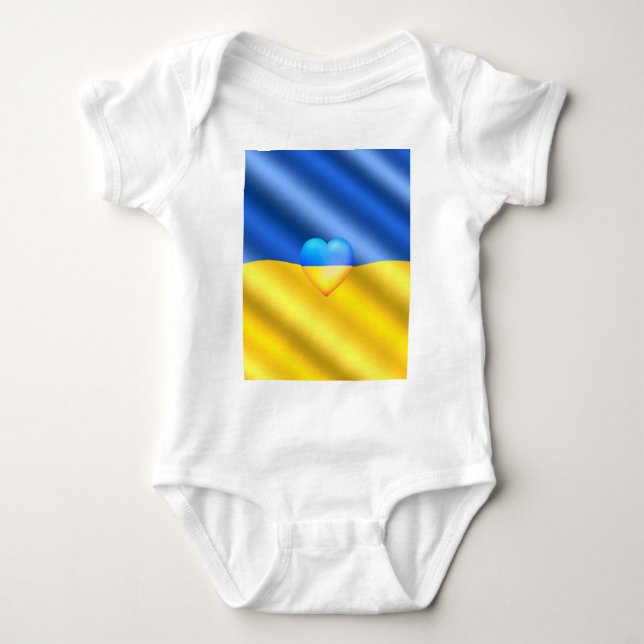 Ukraine Freedom Heart Ukrainian Flag Baby Bodysuit (Front)