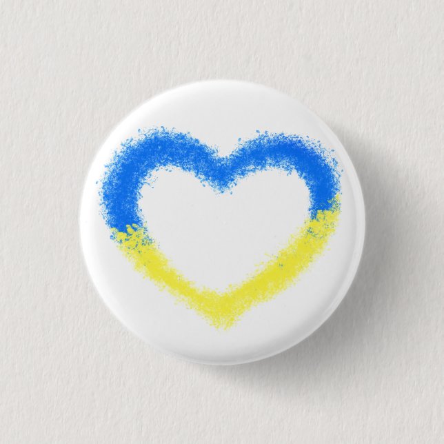Ukraine - Freedom - Peace - Ukrainian Flag Heart  Button (Front)