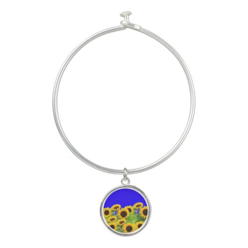 Ukraine Freedom Peace _ Ukrainian Flag Sunflowers  Bangle Bracelet