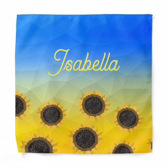 Ukraine geometry mesh pattern Flowers Custom name Bandana (Front)