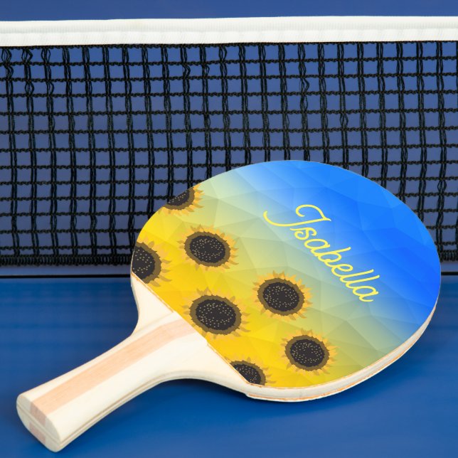 Ukraine geometry mesh pattern Flowers Custom name Ping Pong Paddle (Insitu)