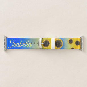 Ukraine geometry mesh pattern Flowers Your name Apple Watch Band