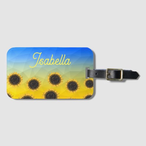 Ukraine geometry mesh pattern Flowers Your name Luggage Tag