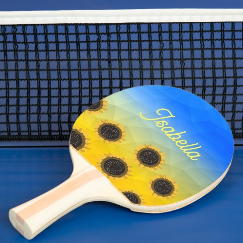 Ukraine geometry mesh pattern Flowers Your name Ping Pong Paddle
