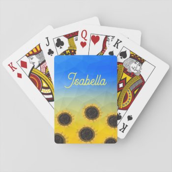Ukraine Geometry Mesh Pattern Flowers Your Name Playing Cards by PLdesign at Zazzle