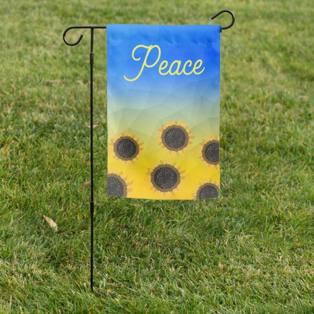 Ukraine geometry mesh pattern Sunflowers Peace Garden Flag (In SItu)