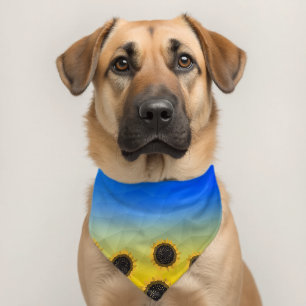 Ukraine geometry mesh pattern Sunflowers Pet Bandana Collar