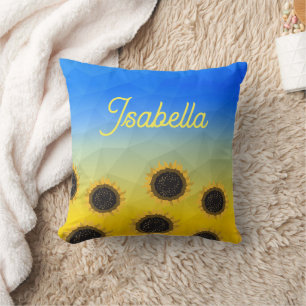 Ukraine geometry mesh Sunflowers Custom name Throw Pillow