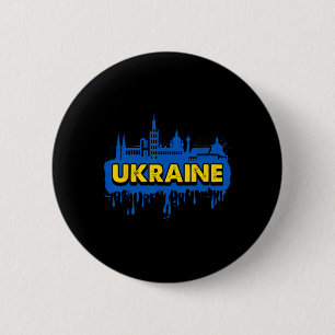 Ukraine Gift Flag Ukraini Kyiv Ukrainian Ukrajina Button