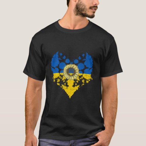 Ukraine Heart Sunflower Pocket Style Ukrainian Fla T_Shirt