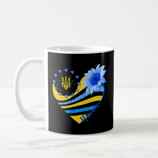 Ukraine Heart Sunflower Ukraine Symbol I Stand Wit Coffee Mug (Left)