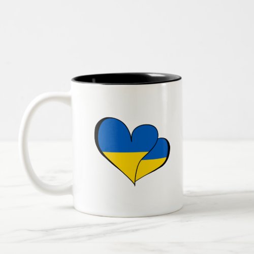 Ukraine Heart Supporting Ukraine Two_Tone Coffee Mug