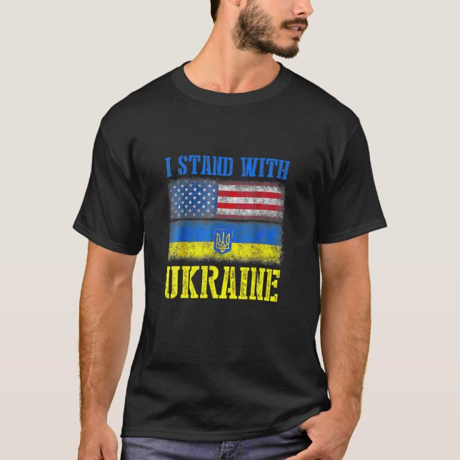 Ukraine I Stand With Ukraine Flag Support Ukraine T-Shirt (Front)