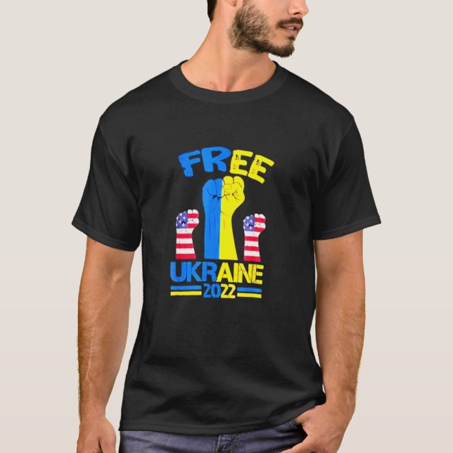 Ukraine I Stand With Ukraine Ukrainian Flag Suppor T-Shirt (Front)