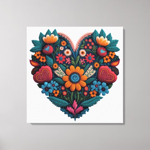 Ukraine_inspired Heart of Flowers Canvas Print