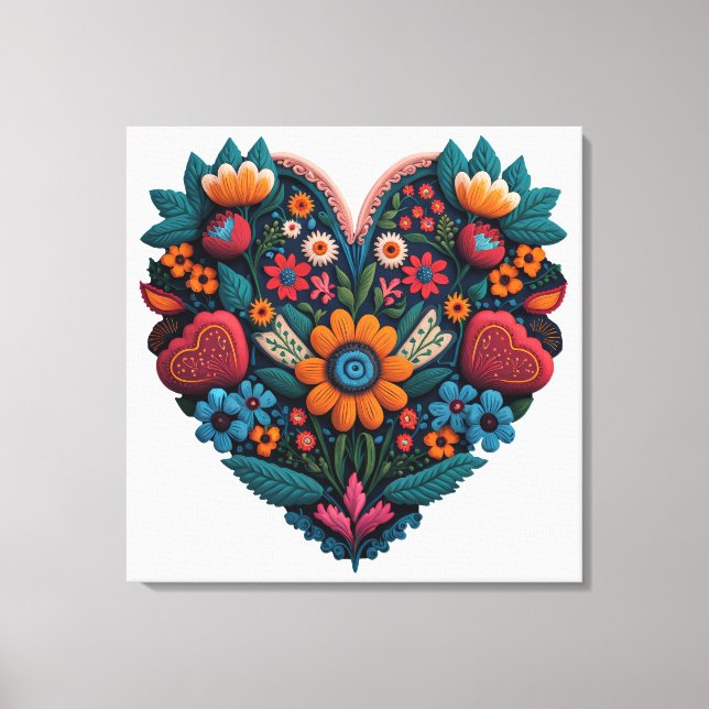 Ukraine-inspired Heart of Flowers Canvas Print (Front)