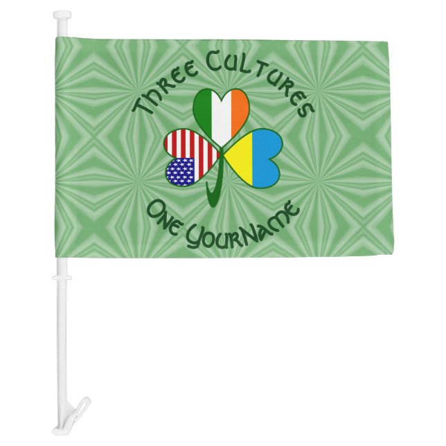 Ukraine Ireland USA Shamrock Flag Personalized  (Front)