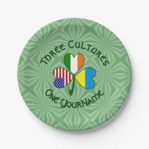 Ukraine Ireland USA Shamrock Flag Personalized Paper Plates