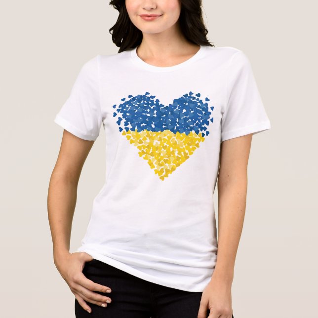 Ukraine is in my heart. Ukrainian flag. Support. Tri-Blend Shirt (Front)