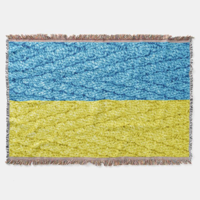 Ukraine knitted flag throw blanket (Front)