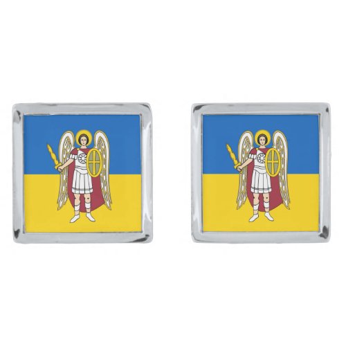 Ukraine  Kyiv City Coat of Arms Ukrainian Flag C Cufflinks