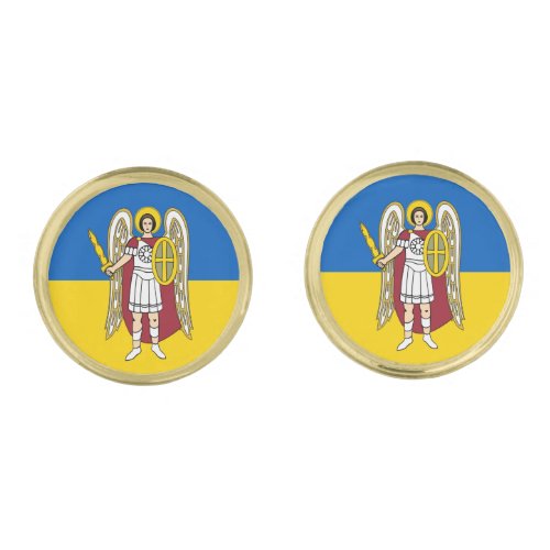 Ukraine  Kyiv City Coat of Arms Ukrainian Flag Cufflinks