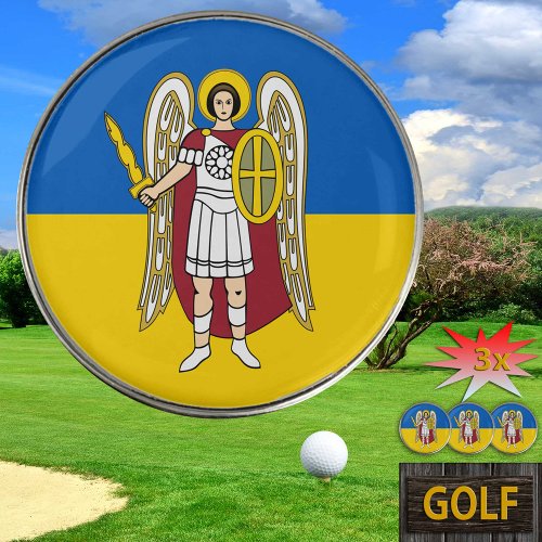 Ukraine  Kyiv City Coat of Arms Ukrainian Flag Golf Ball Marker