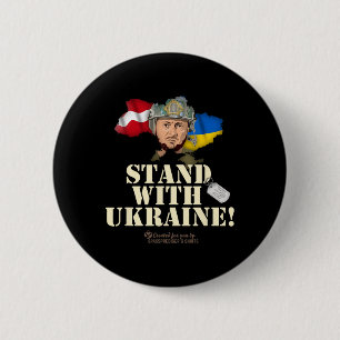 Ukraine Latvia Flags Dog Tag Zelensky Stand With U Button