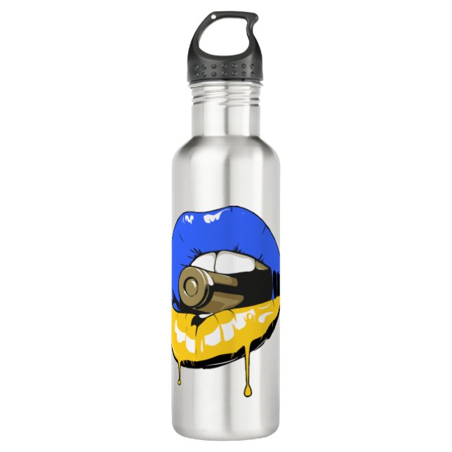 Ukraine Lips Stainless Steel Water Bottle (Front)