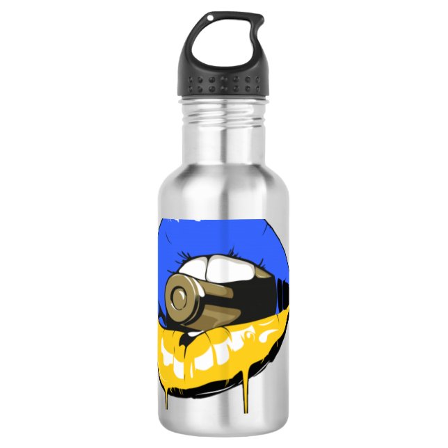 Ukraine Lips Stainless Steel Water Bottle (Front)