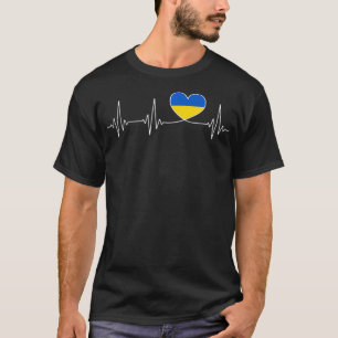 Ukraine Love Heartbeat and Ukrainian Flag with Hea T-Shirt