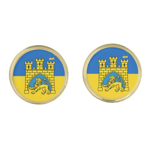 Ukraine  Lviv City _ Coat of Arms Ukrainian Flag Cufflinks