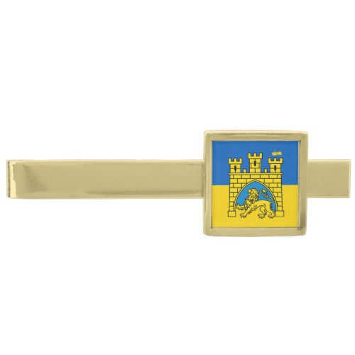 Ukraine  Lviv City _ Coat of Arms Ukrainian Flag Gold Finish Tie Bar