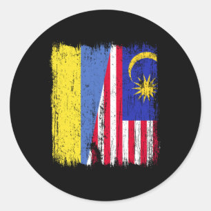 Ukraine Malaysia Half Flag Ukrainian Malaysian Her Classic Round Sticker