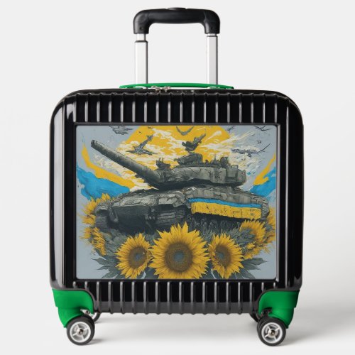 Ukraine Military Tank Sunflower Design Luggage