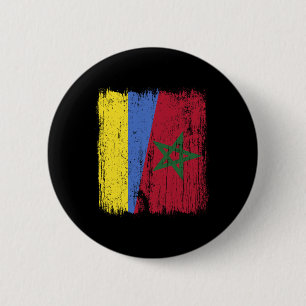 Ukraine Morocco Half Flag Ukrainian Moroccan Herit Button