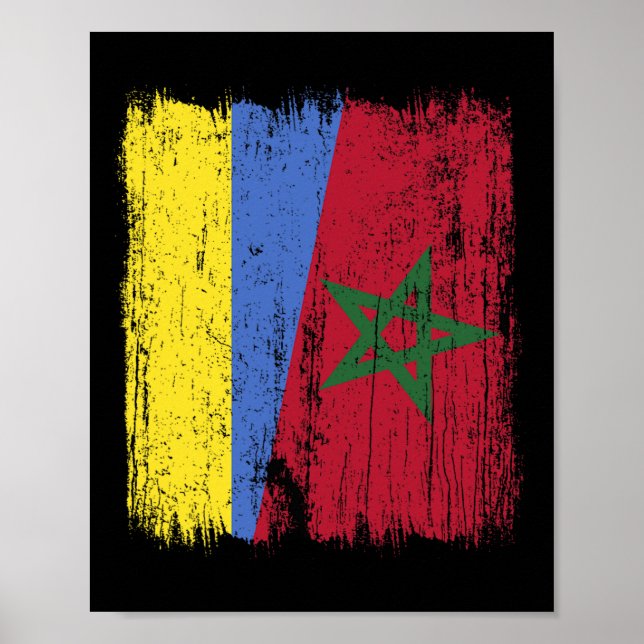 Ukraine Morocco Half Flag Ukrainian Moroccan Herit Poster (Front)