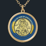 UKRAINE MOTHER OF GOD  ZARVANYTSIA JESUS RELIGIOUS GOLD PLATED NECKLACE<br><div class="desc">Featuring a beautiful religious icon image of the Blessed Virgin Mary with Jesus under the title of Mother of God of Zarvanytsia,  the patroness of the Ukraine.  The yellow and blue  colors represent the colors of the flag of the Ukrainian people.Zarvanytsia is the most famous pilgrimage destination in Ukraine.</div>