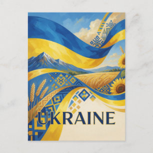 UKRAINE National Flag Colors Travel Postcard