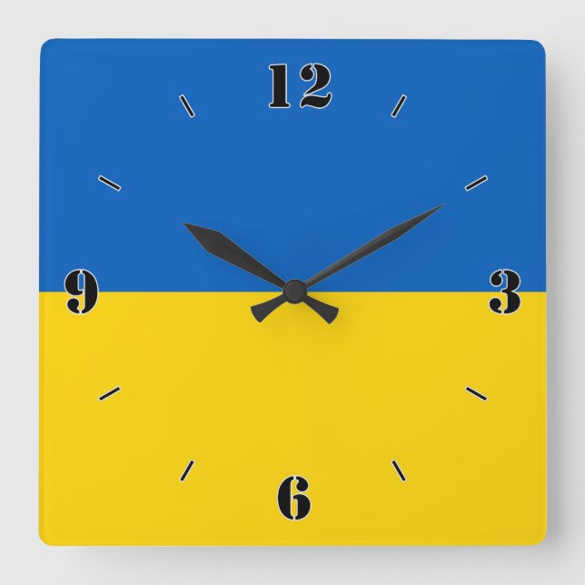 Ukraine National Flag Patriotic Square Wall Clock (Front)