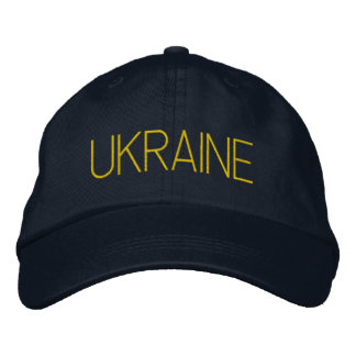 UKRAINE Navy Blue and Thin Yellow Embroidered Baseball Cap