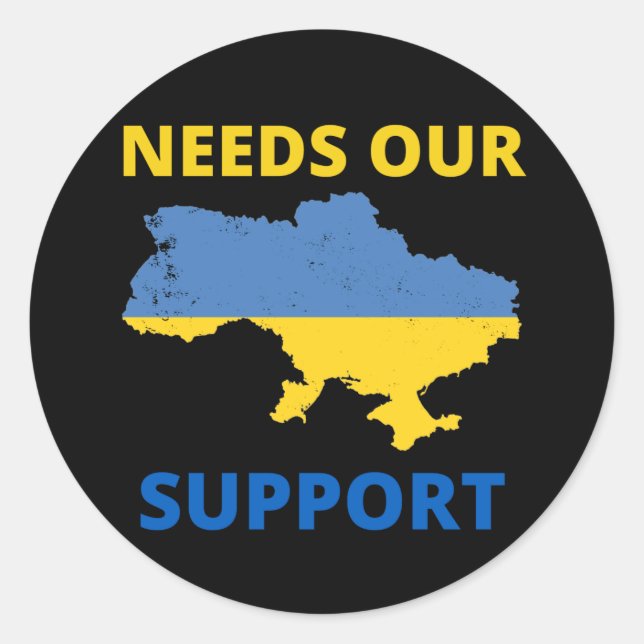 ukraine needs our support classic round sticker (Front)