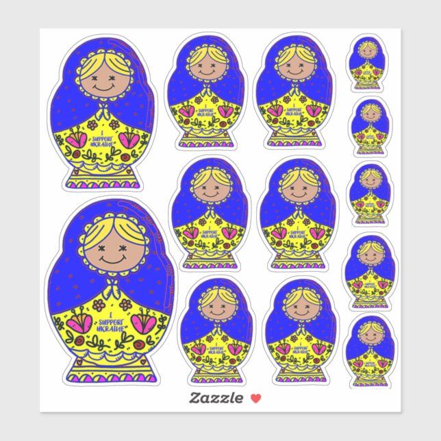 Ukraine Nesting Dolls, Sticker (Sheet)