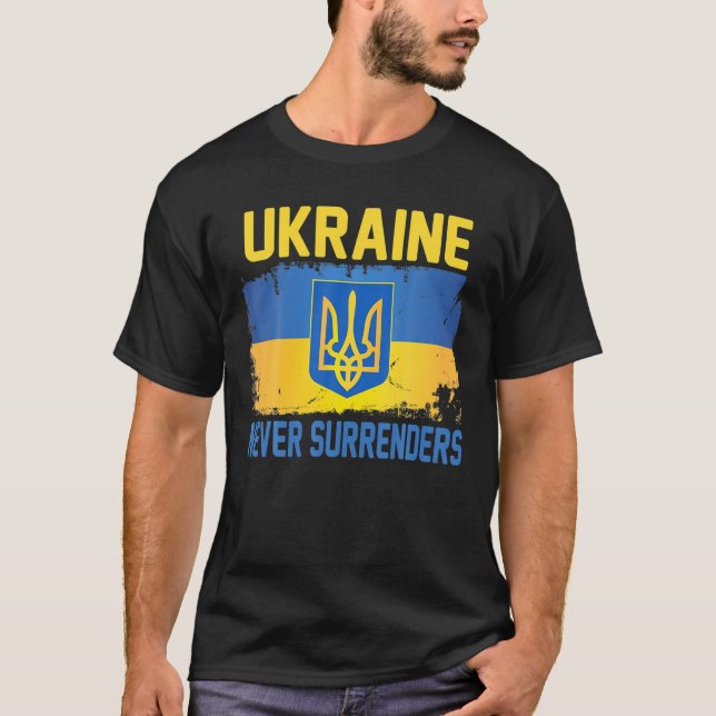 UKRAINE Never Surrenders Tee Support Ukraine Ukrai (Front)