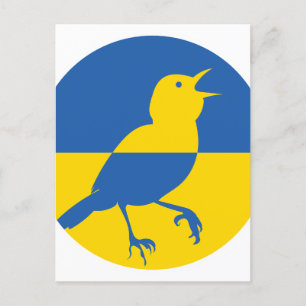 Ukraine Nightingale Ukrainian National Animal Flag Postcard