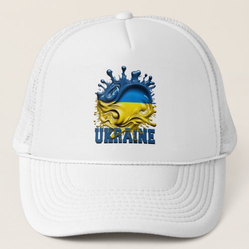Ukraine Paint Splash Flag Trucker Hat